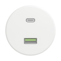 Reblig - Tomada USB retro A+C sem moldura, branco neve