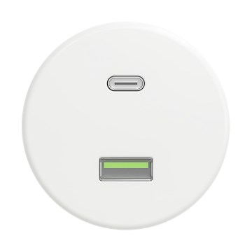 Reblig - Tomada USB retro A+C sem moldura, branco neve