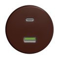 Reblig - Tomada USB retro A+C sem moldura, castanha