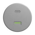 Reblig - Tomada USB Retro A+C sem moldura, cinzenta