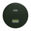 Reblig - Tomada USB retro A+C sem moldura, verde