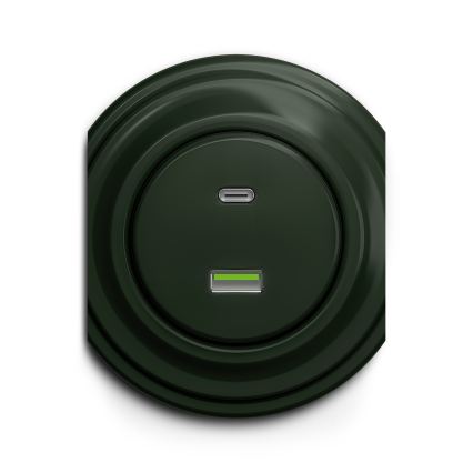 Reblig - Tomada USB retro A+C sem moldura, verde