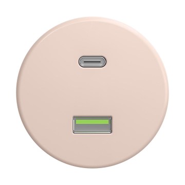 Reblig - Tomada USB retro com portas USB-A e USB-C, sem moldura, rosa antigo