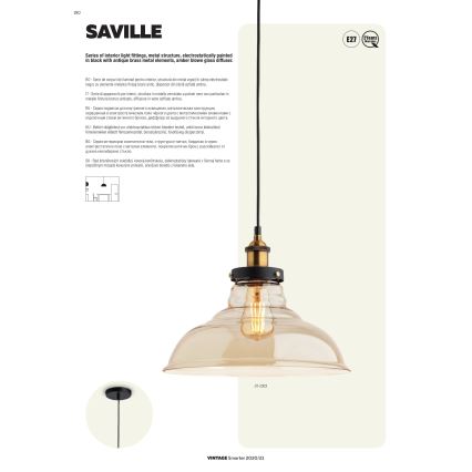 Redo 01-1003 - Candelabro num fio SAVILLE 1xE27/42W/230V