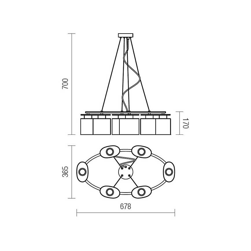 Redo 01-1031 - Candeeiro suspenso SHAPE 6xE14/28W/230V
