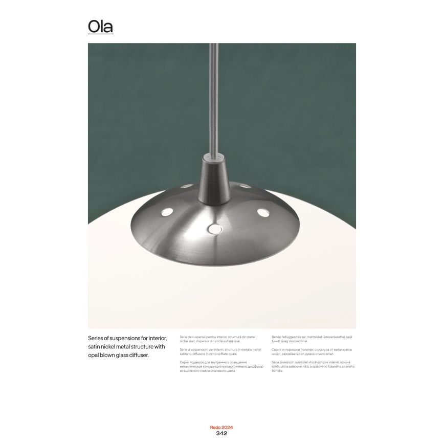 Redo 01-1064 - Candelabro suspenso OLA 1xE27/42W/230V diâmetro 20 cm