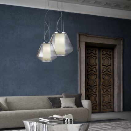 Redo 01-1140 - Candeeiro suspenso FUSION 1xE27/42W/230V diâmetro 38 cm cinzento