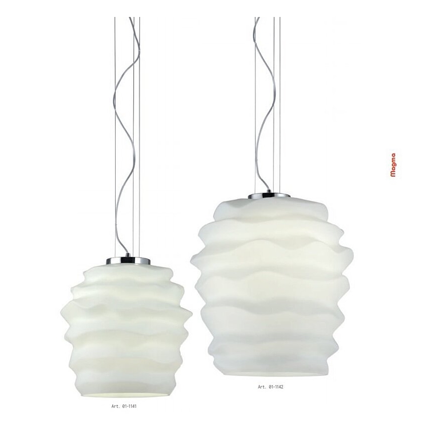 Redo 01-1141 - Pendente com cabo MAGMA 1xE27/42W/230V Ø 30 cm cromo brilhante/branco