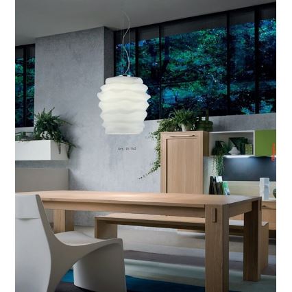 Redo 01-1142 - Lustre em cabo MAGMA 1xE27/42W/230V Ø 38 cm cromado brilhante/branco