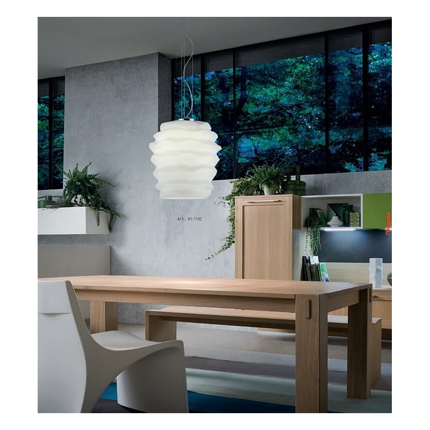 Redo 01-1142 - Lustre em cabo MAGMA 1xE27/42W/230V Ø 38 cm cromado brilhante/branco