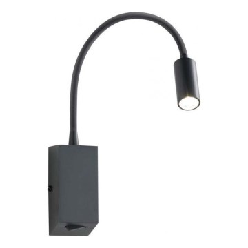 Redo 01-1194 - Candeeiro LED pequeno e flexível HELLO LED/3W/230V preto