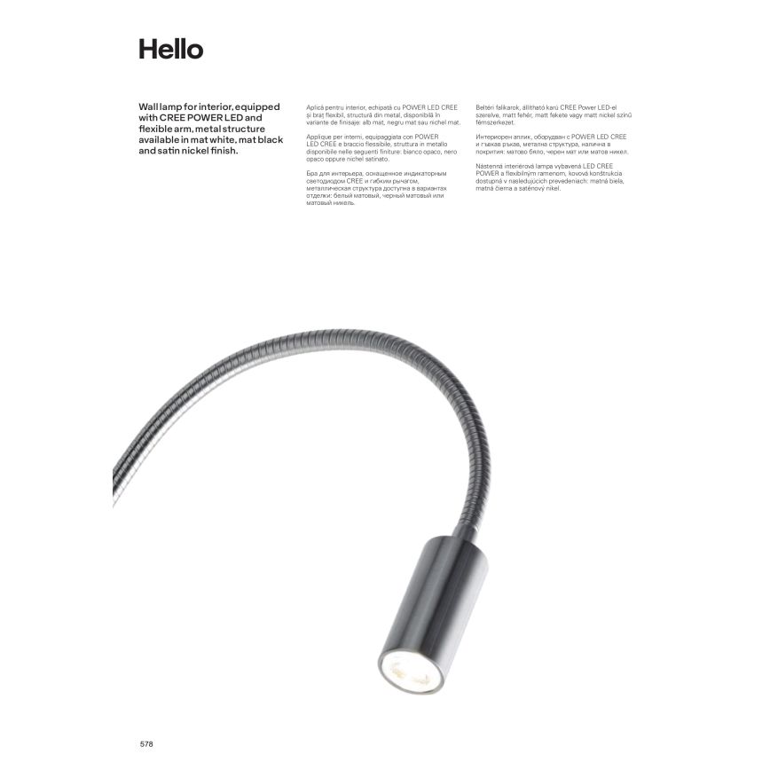 Redo 01-1195 - LED Flexível candeeiro pequeno HELLO LED/3W/230V cromado mate