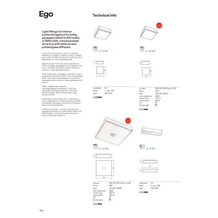 Redo 01-1236 - Luminária de teto para banheiro LED EGO LED/12W/230V IP44 cromo brilhante