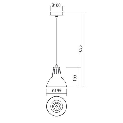 Redo 01-1279 - Lustre suspenso por cabo PEEP 1xE27/42W/230V Ø 16,5 cm preto