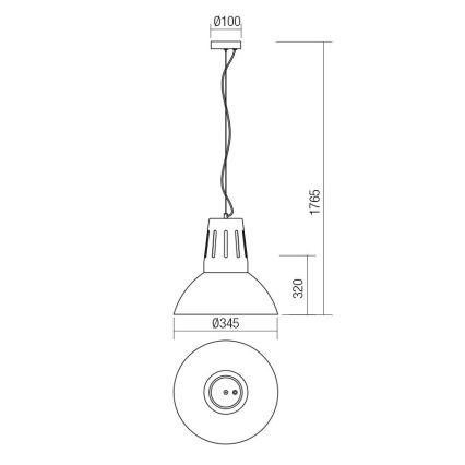 Redo 01-1281 - Lustre suspenso com cabo PEEP 1x E27/42W/230V, diâmetro 34,5 cm, preto