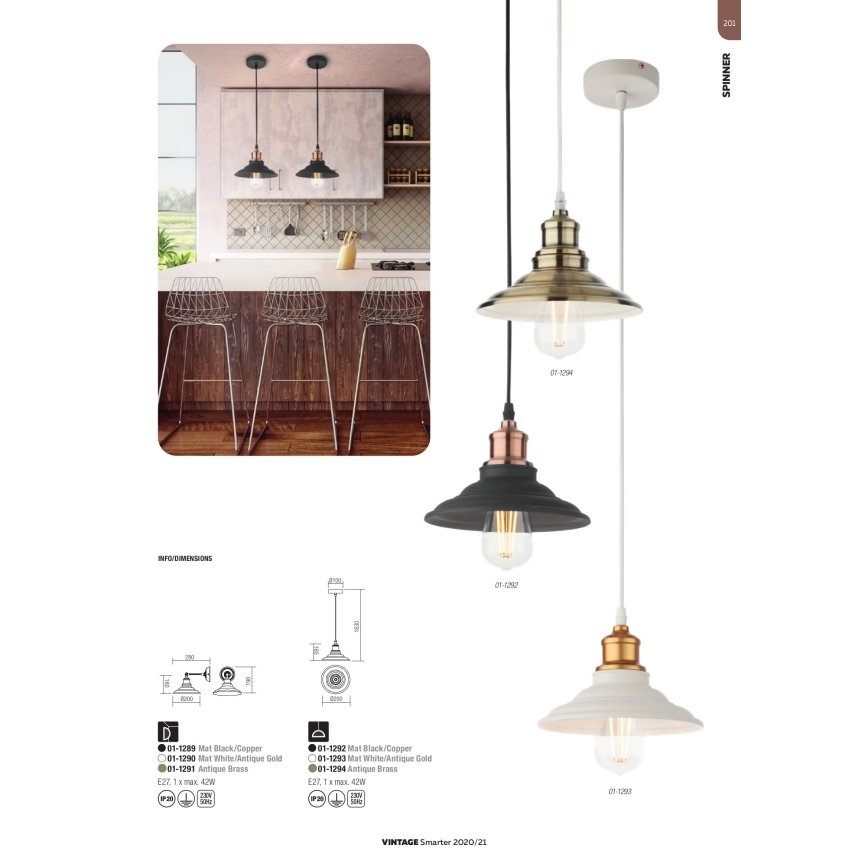 Redo 01-1294 - Candelabro num fio SPINNER 1xE27/42W/230V