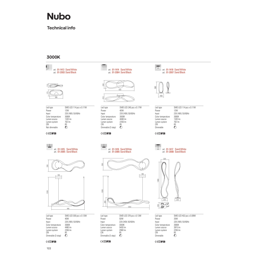 Redo 01-1417 - Candeeiro de pé dimerizável NUBO LED/35W/230V branco