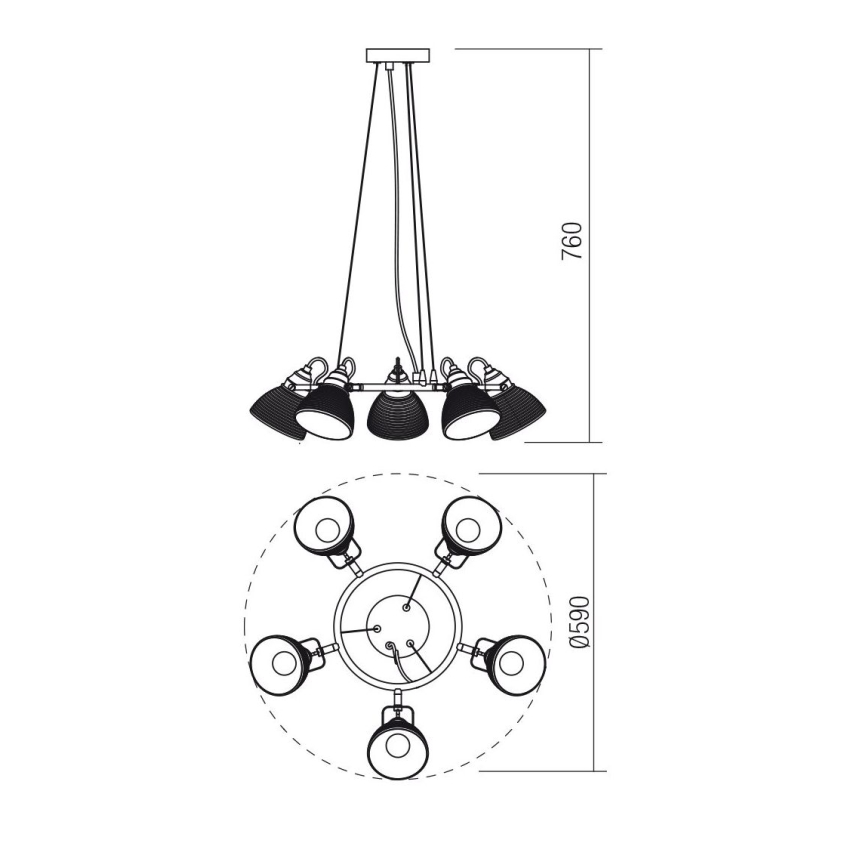 Redo 01-1451 - Candelabro suspenso RIDGE 5xE27/60W/230V