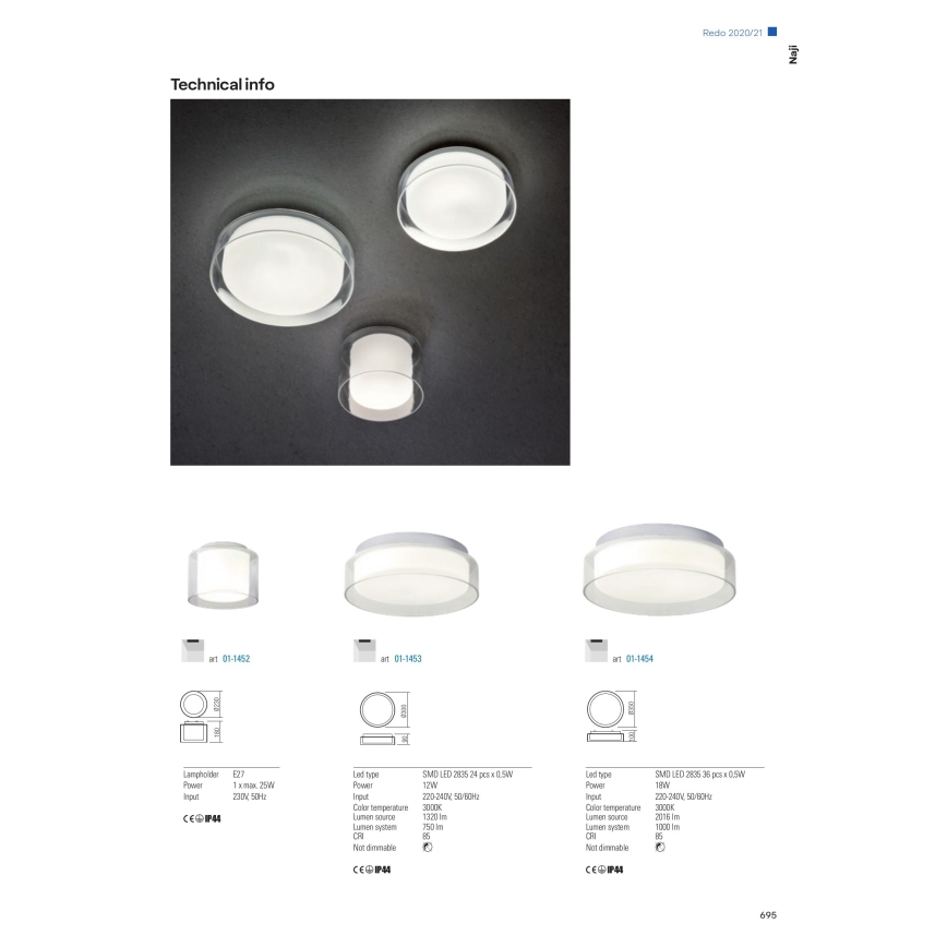 Redo 01-1454 - Iluminação de teto de casa de banho LED NAJI LED/18W/230V diâmetro 35 cm IP44