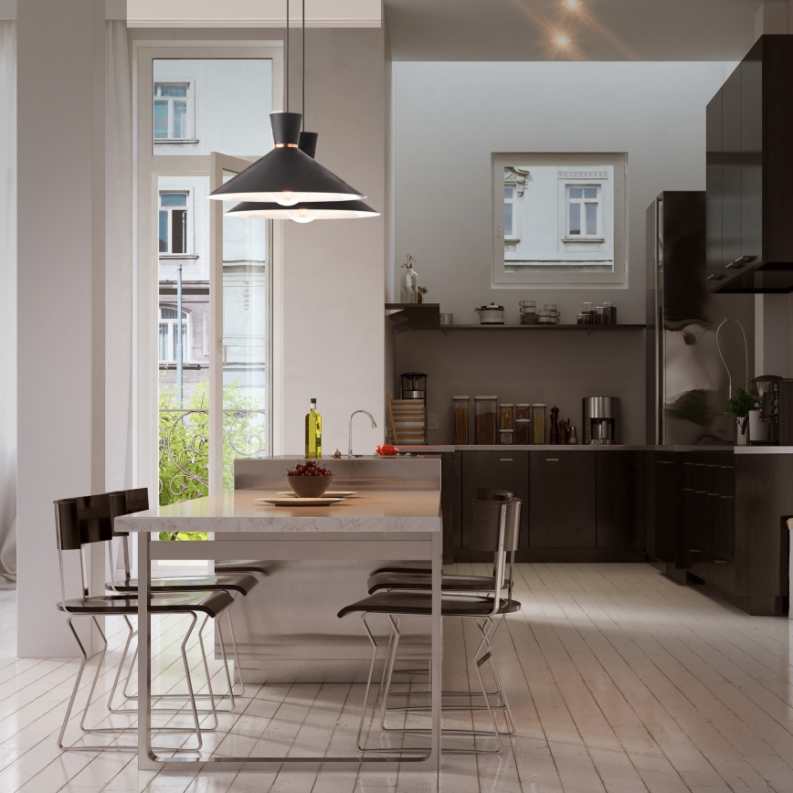 Redo 01-1462 - Candeeiro suspenso KIMONO 1xE27/42W/230V diâmetro 39,5 cm preto