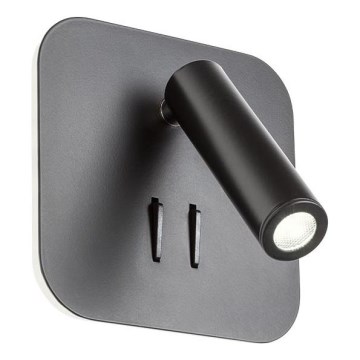 Redo 01-1492 - Aplique de parede LED QUDA LED/6W/230V + LED/3W CRI 90 preto