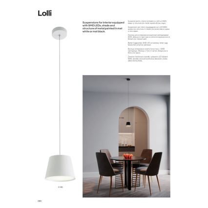 Redo 01-1495 - Lustre LED em cabo LOLLI LED/6W/230V Ø 14 cm branco