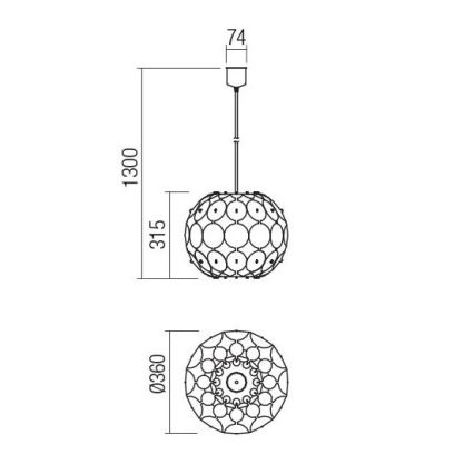 Redo 01-1508 - Candeeiro suspenso ODEON 1xE27/42W/230V diâmetro 36 cm dourado