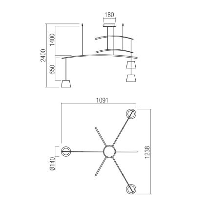 Redo 01-1525 - Candelabro suspenso LED LOLLI 3xLED/6W/230V preto