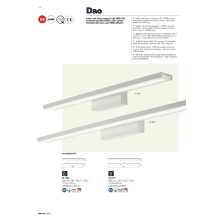 Redo 01-1527 - Aplique LED para espelho de casa de banho DAO LED/36W/230V 90 cm IP44 branco