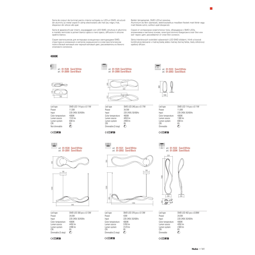 Redo 01-1532 - Candeeiro de chão LED com regulação NUBO LED/34,5W/230V branco