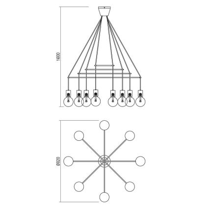 Redo 01-1564 - Lustre suspenso por cabo MIKADO 8xE27/42W/230V Ø 82 cm branco