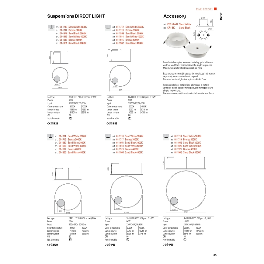 Redo 01-1712 - Candelabro num fio LED ORBIT LED/55W/230V