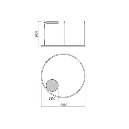 Redo 01-1713 - Candelabro suspenso LED com regulação ORBIT LED/55W/230V bronze