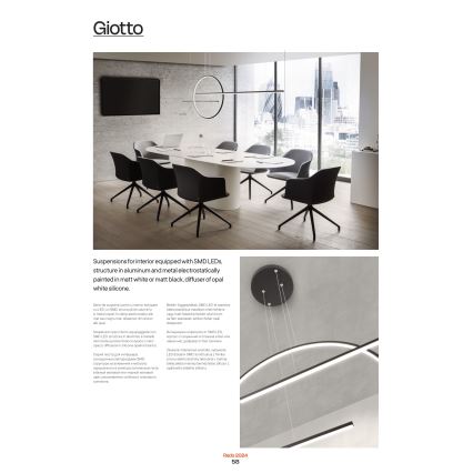 Redo 01-1734 - Candelabro suspenso LED com regulação GIOTTO LED/46W/230V branco