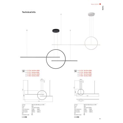 Redo 01-1737 - Lustre LED dimmerizável em cabo GIOTTO LED/56W/230V preto