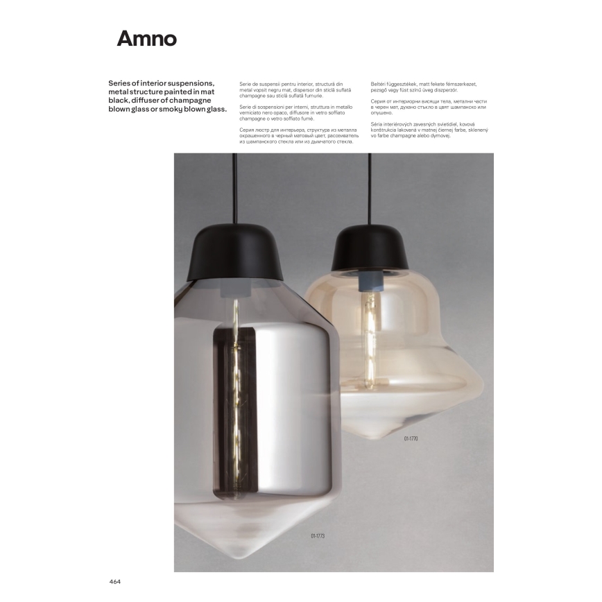 Redo 01-1771 - Lustre suspenso por cabo AMNO 1xE27/42W/230V, diâmetro 33 cm, cinza