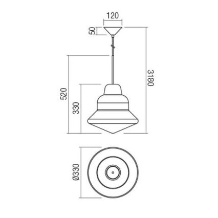 Redo 01-1771 - Lustre suspenso por cabo AMNO 1xE27/42W/230V, diâmetro 33 cm, cinza