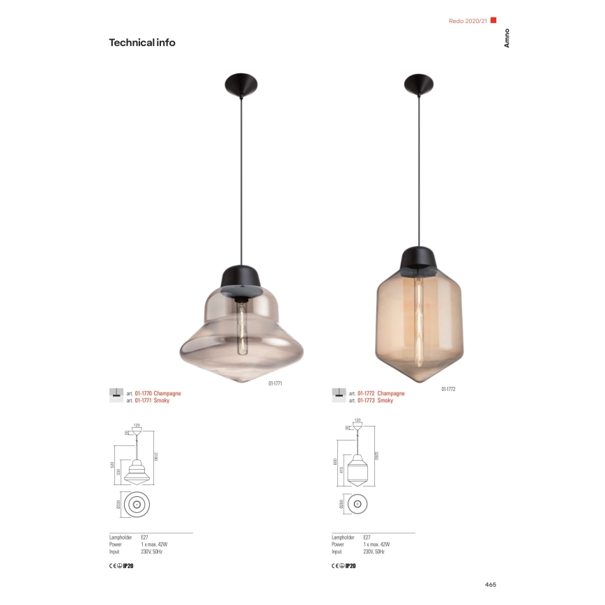 Redo 01-1773 - Candeeiro pendente em cabo AMNO 1xE27/42W/230V Ø 26 cm cinzento