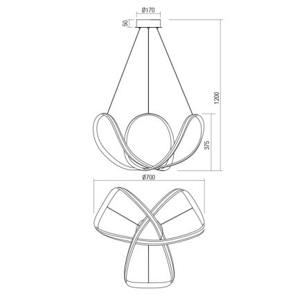 Redo 01-1784 - Luminária de teto LED regulável com cabo NUCLEO LED/55W/230V branco