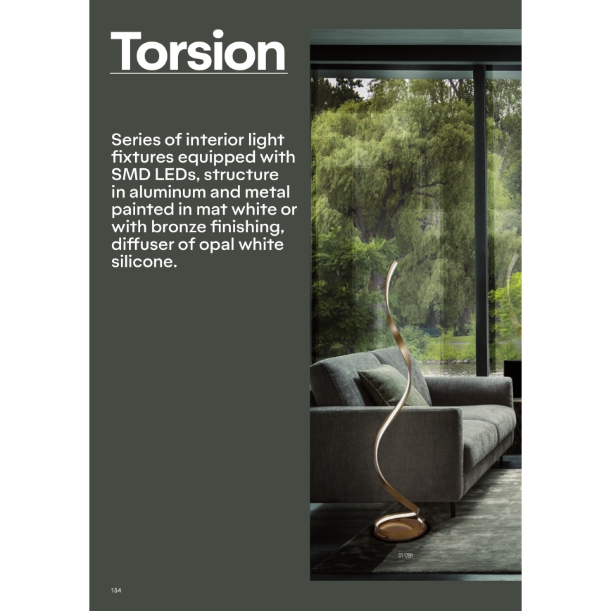 Redo 01-1796 - Lustre LED suspenso por cabo TORSION LED/40W/230V Ø 74 cm bronze