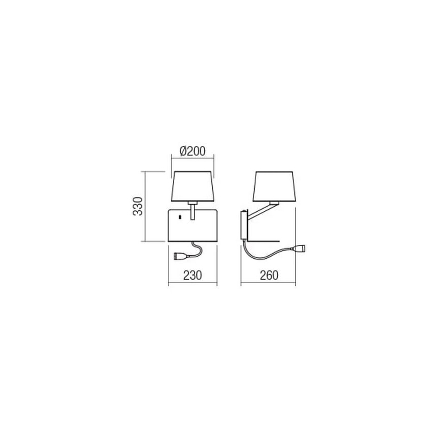Redo 01-1807 - Aplique de parede LED com candeeiro flexível TOMO 1xE27/42W/230V + LED/3W/230V branco