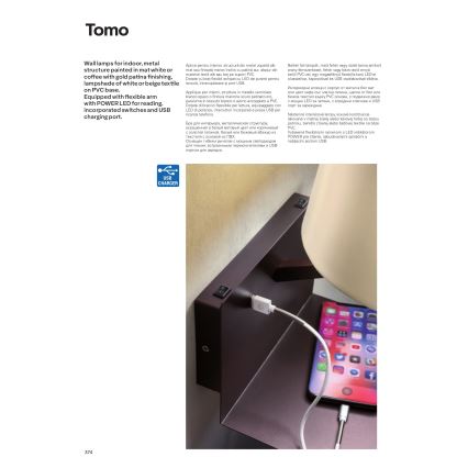 Redo 01-1807 - Iluminação de parede LED com uma pequena lâmpada flexível TOMO 1xE27/42W/230V + LED/3W/230V branco