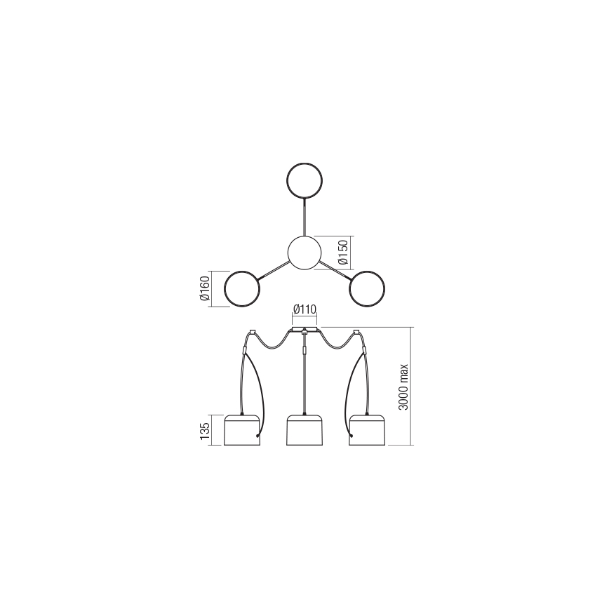Redo 01-1825 - Candeeiro suspenso DODO 3xE27/15W/230V aranha branco
