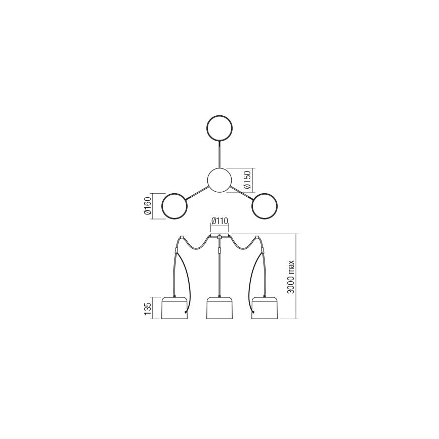 Redo 01-1826 - Candeeiro suspenso DODO 3xE27/15W/230V aranha