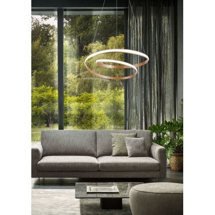 Redo 01-1889 - Lustre pendente LED regulável TORSION LED/29W/230V, diâmetro 55 cm, bronze