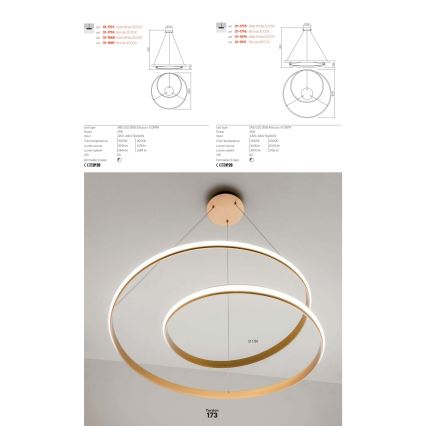 Redo 01-1889 - Lustre pendente LED regulável TORSION LED/29W/230V, diâmetro 55 cm, bronze