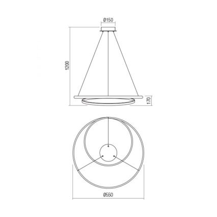 Redo 01-1889 - Lustre pendente LED regulável TORSION LED/29W/230V, diâmetro 55 cm, bronze
