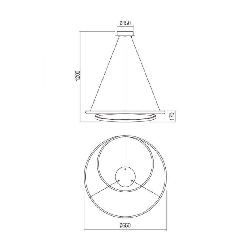Redo 01-1889 - Lustre pendente LED regulável TORSION LED/29W/230V, diâmetro 55 cm, bronze
