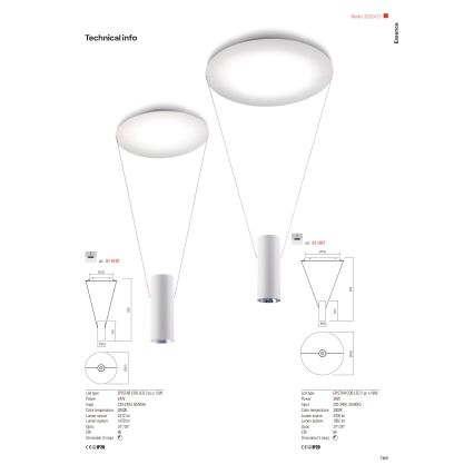 Redo 01-1971 - Candeeiro suspenso LED com regulação ESSENCE LED/36W/230V CRI 90 3000K branco