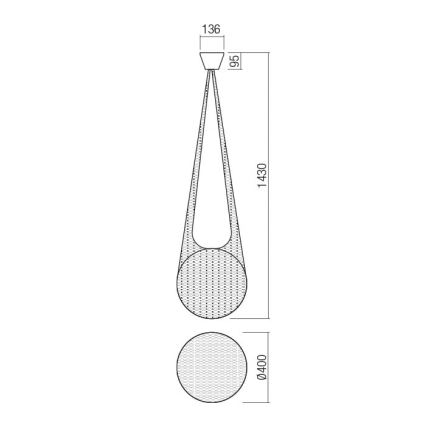 Redo 01-1974 - Lustre LED suspenso em cabo ALLURIA, 1x E27 / 10W / 230V, Ø 40 cm